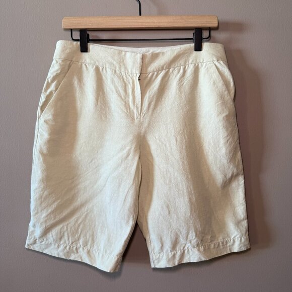 Women's 4 Tommy Bahama Linen Silk Blend Beige Short Lightweight Business Casual - Picture 2 of 6